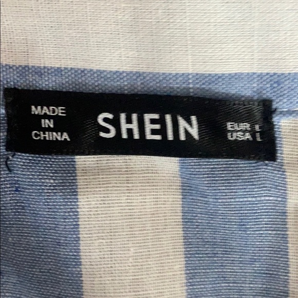 SHEIN Men’s Large Blue/White Striped Shirt - Picture 3 of 3